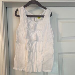 White Sleeveless Ruffle Top